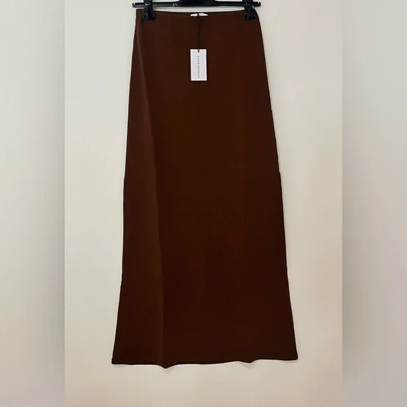 WeWoreWhat Women's Small Pull On Jersey Stretch Midi Skirt in Saddle - Picture 7 of 13